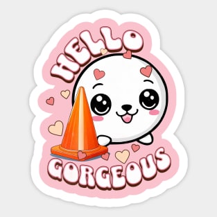 Cute seal and traffic cone - Hello Gorgeous Sticker